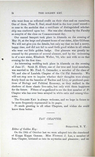 News Letters: Tau Chapter, 1883 (image)